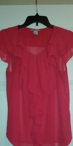H&M Redish Pink Ruffle Top